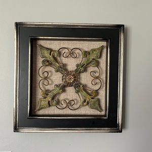 Wall decor picture with metal inserts